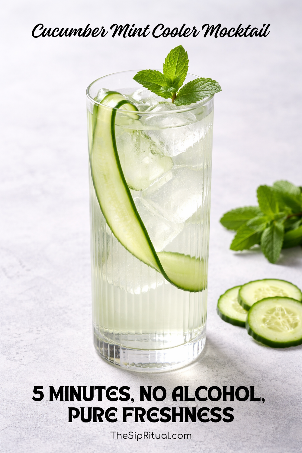 Cucumber Mint Cooler Mocktail (Non-Alcoholic, Spa-Like, 5 Minutes)