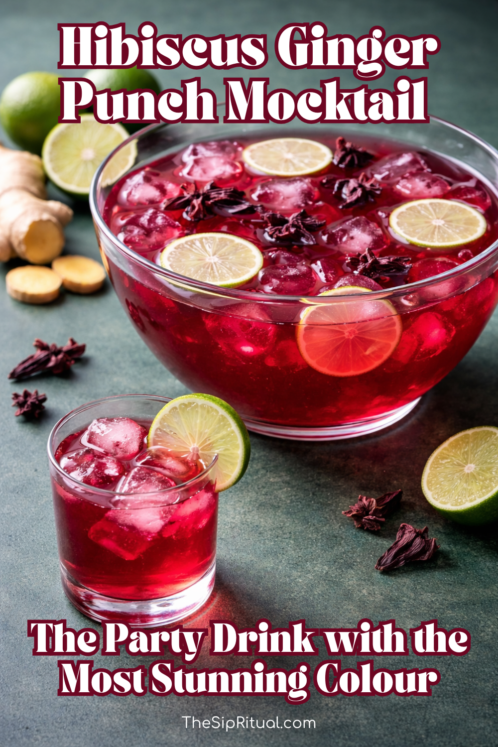 Hibiscus Ginger Punch Mocktail (Bold, Beautiful, Non-Alcoholic)