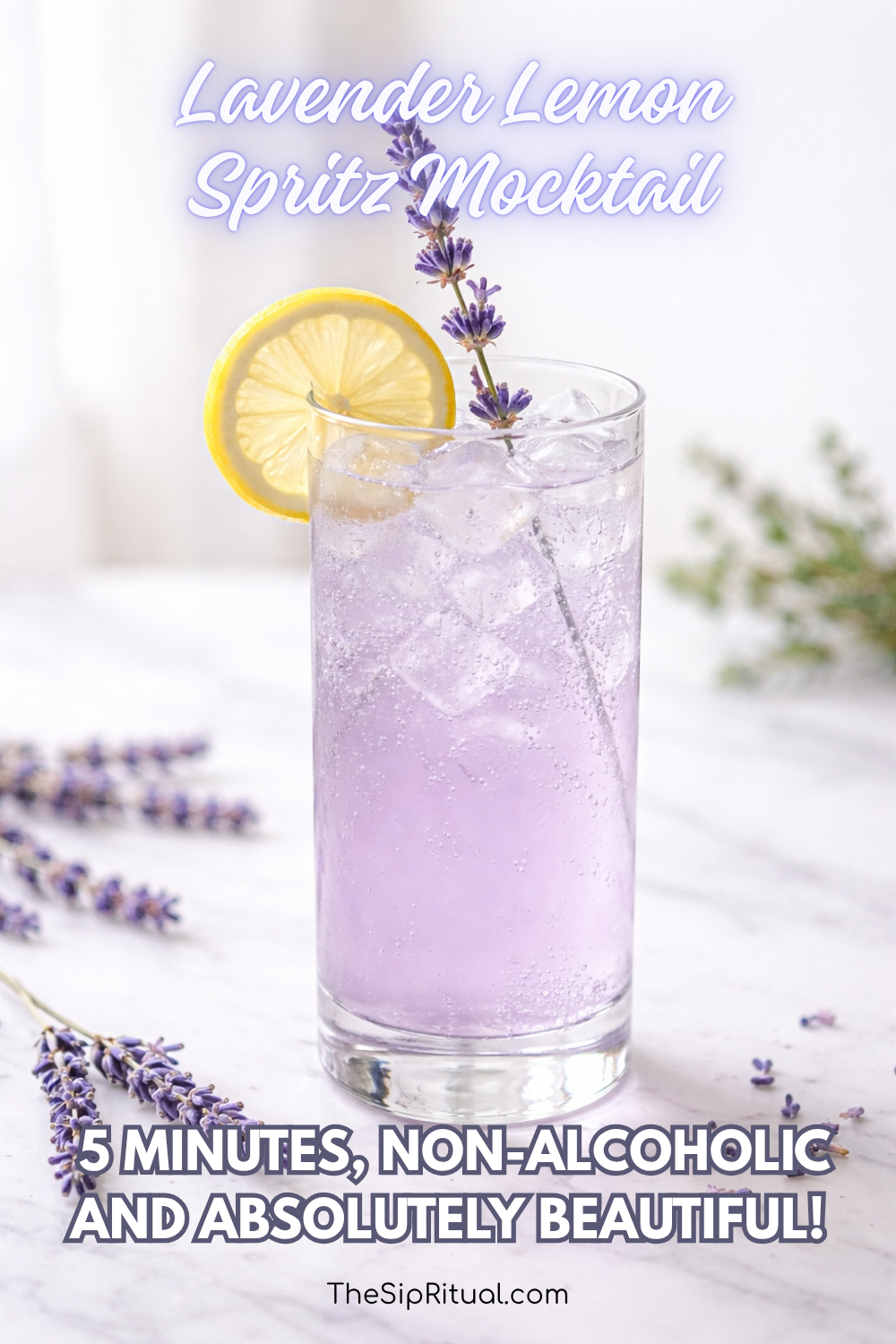 Lavender Lemon Spritz Mocktail (5-Minute Non-Alcoholic Recipe)